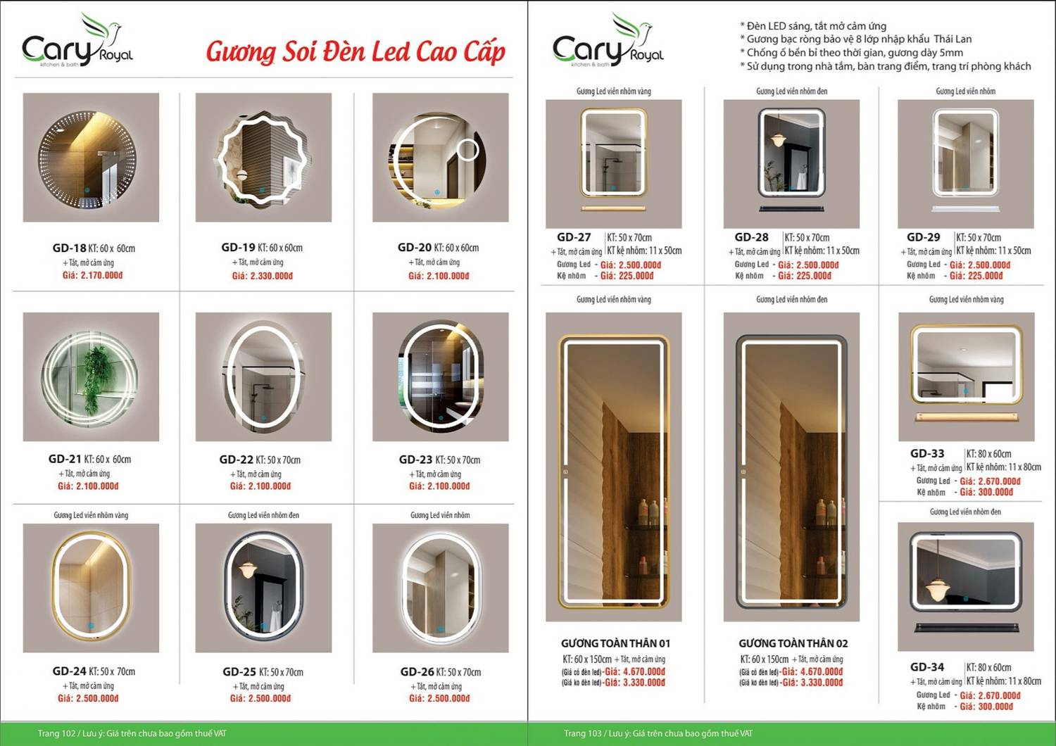 Thiết bị vệ sinh CARY ROYAL Catalogue và Bảng giá mới nhất 2024 - 2025 /Page 52